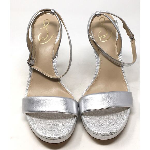 Sam Edelman Jade Women's Size 9 Silver Ankle Strap High Heel Sandals Shoes - Picture 4 of 8